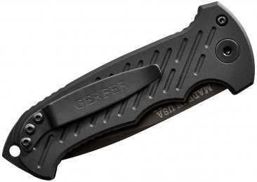 Gerber 06 AUTO Folding Knife 3.8" S30V Black Combo Tanto Blade, Black