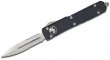 Microtech 122-11 Ultratech AUTO OTF Knife 3.46" Stonewashed Double Combo Edge Dagger Blade, Black Aluminum Handle