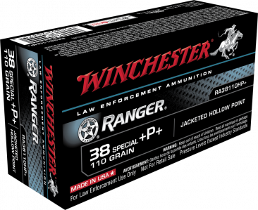 WINCHESTER 38 SPECIAL +P+ RANGER 110gr JHP 50rd Box